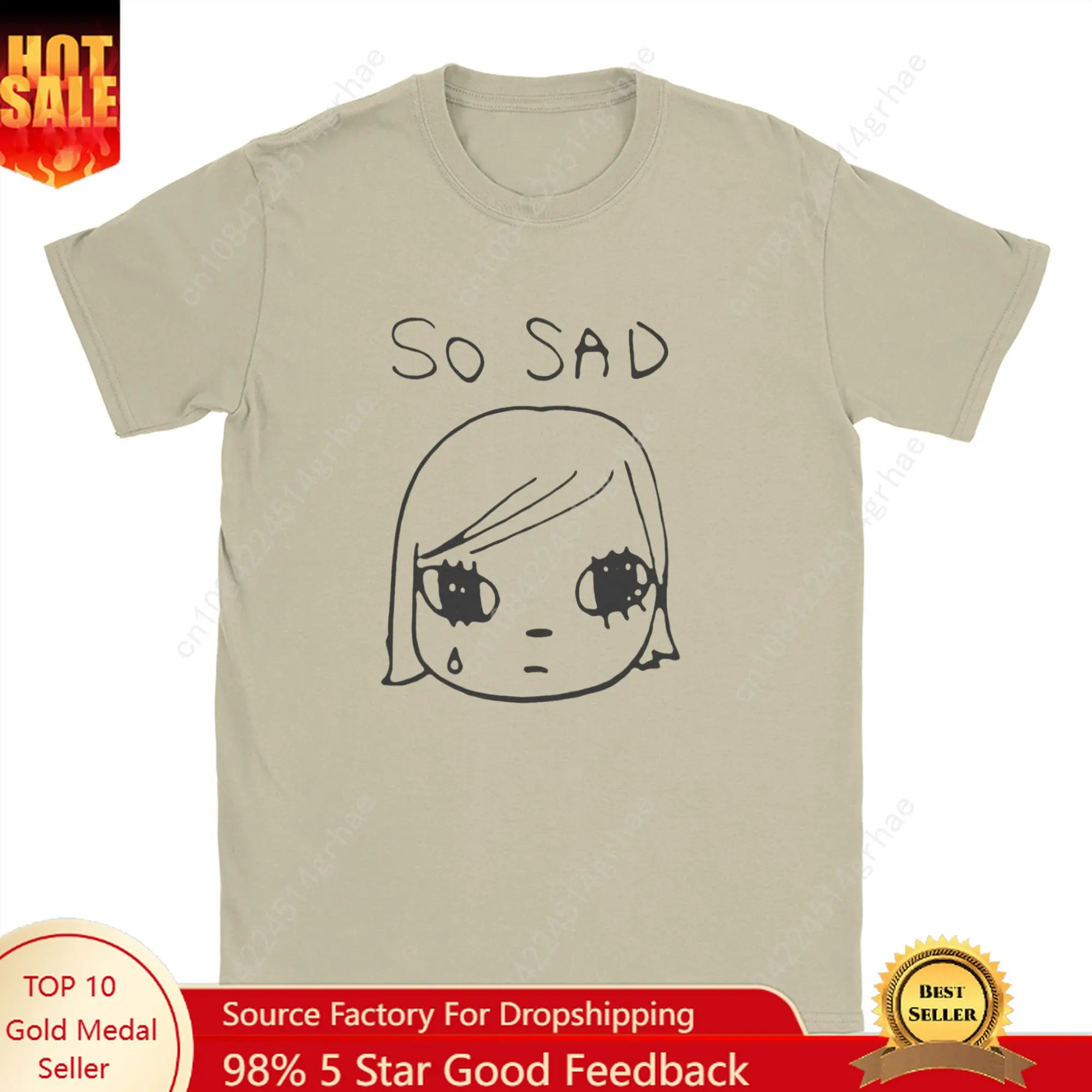Camiseta Yoshitomo Nara para hombre, camiseta impresionante 100% de algodón con cuello redondo, camiseta tan triste, ropa de manga corta de verano