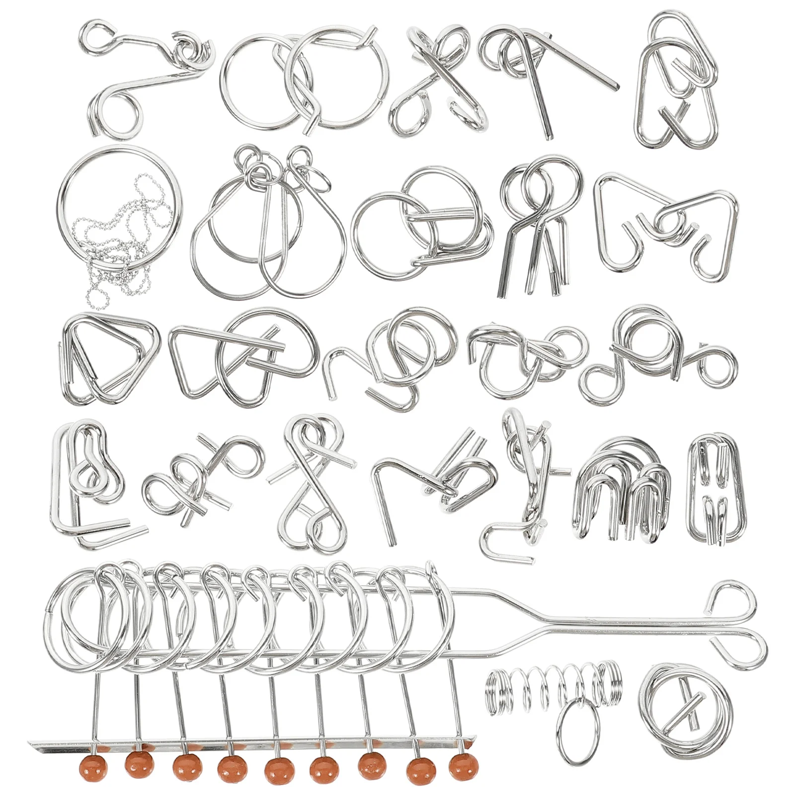 25pcs Intellectual Unlock Ring Chinese Puzzle Game Brain Teaser For Kids Adults Educational Metal Wire Puzzle Set Developmental
