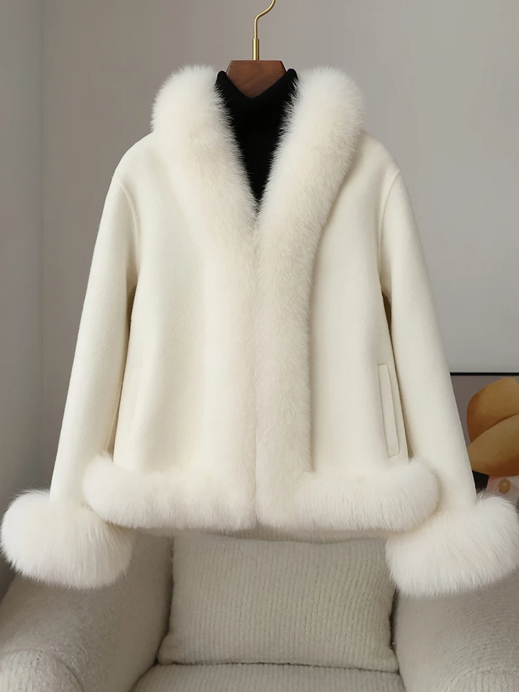 Cappotti di lana a doppia faccia autunno inverno giacca mantello imitazione cappotto di pelliccia signore nuove donne capispalla femminile moda abbigliamento donna