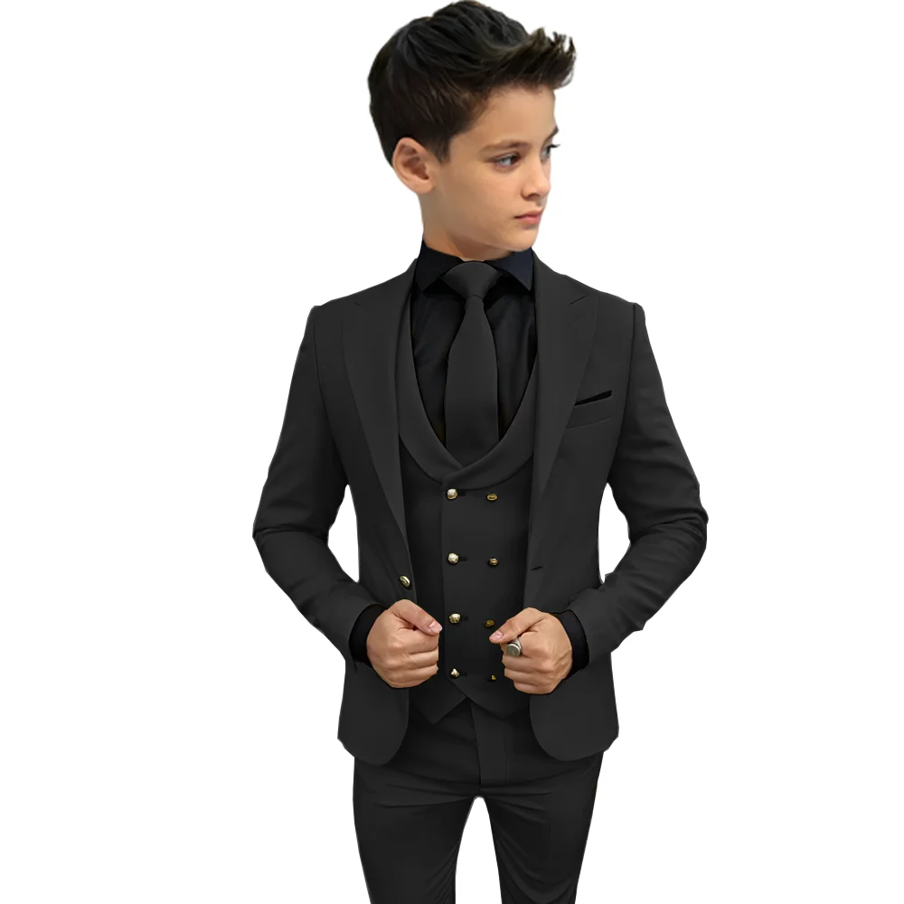 Yellow Suit for Boys Three Piece Suit Jacket Pants Vest 2025 Latest Custom Suit Kids Wedding Tuxedo Slim Fit Design Blazer