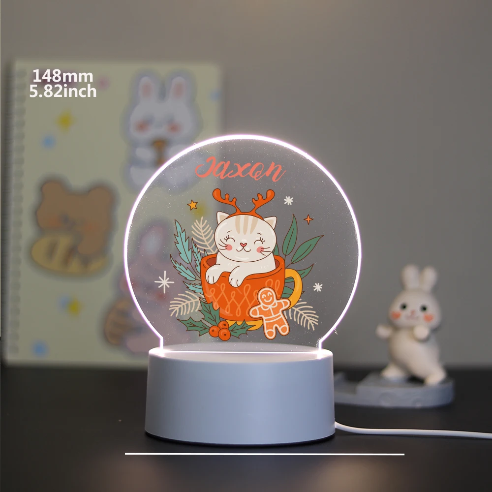 Personalized Custom Cat Cartoon  Rgb Night Lights Led Valentine'S Day Bedside Lamp For Bedroom Decor Light Christmas Gifts