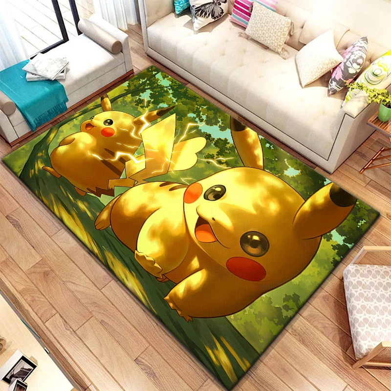 Pokemon Pikachu Cartoon Rug HD Printed Carpet Living Room Home Gift Decor Sofa Table Rug Non-slip Chair Lounge Mat Picnic Camp