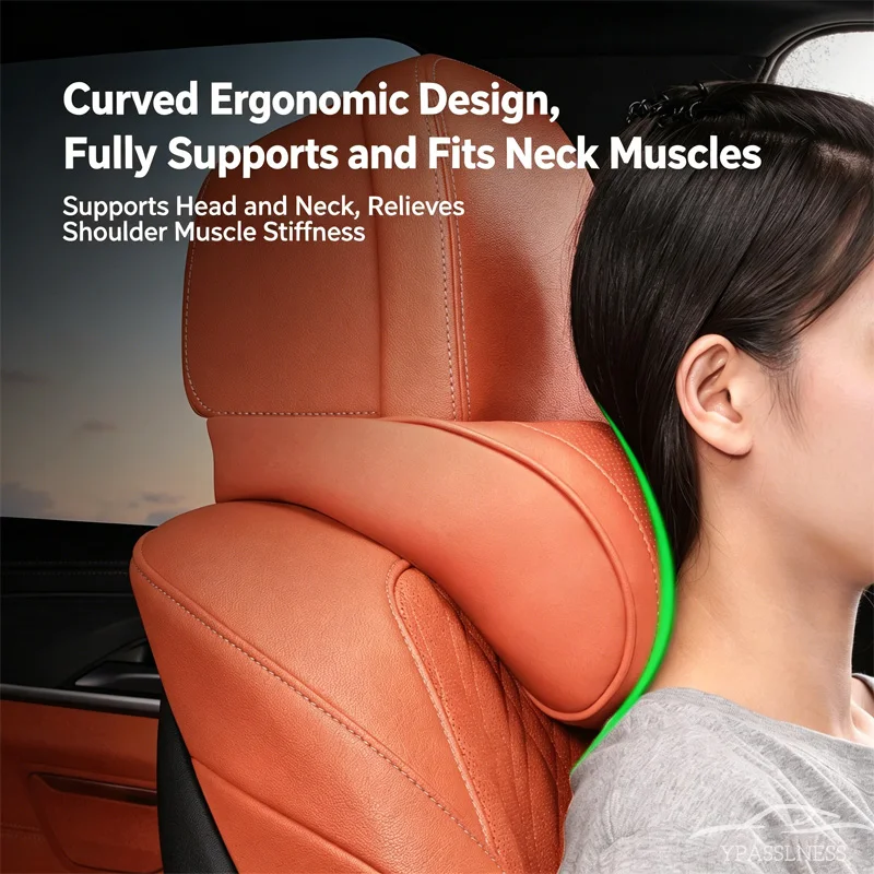 Ensemble d'appui-tête et de soutien lombaire pour voiture en cuir microfibre perforé et respirant, coussin de nuque en mousse à mémoire de forme, coussin de soutien lombaire pour voiture