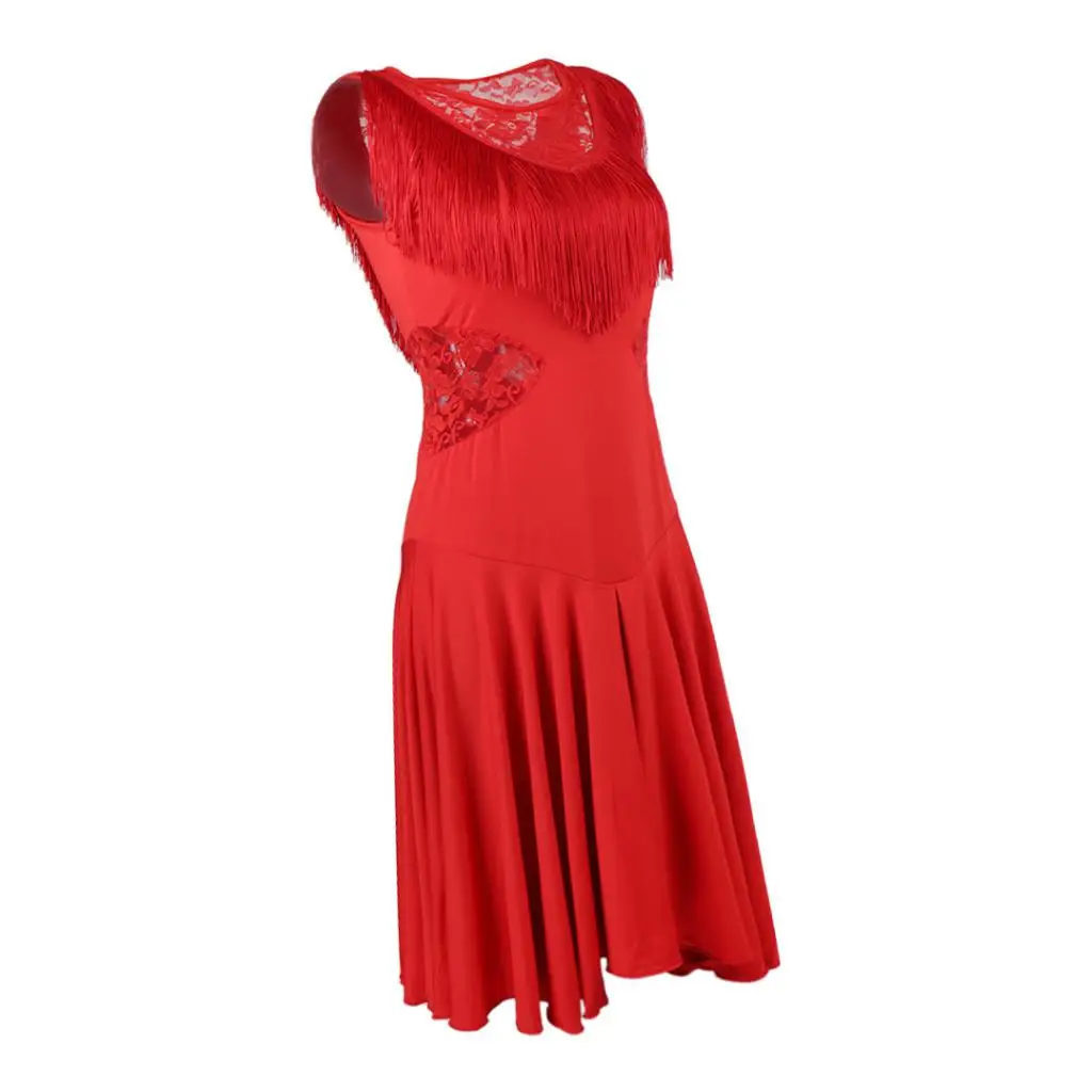 Fringe Ballroom Latin Dress Ruffled Hem Elegant Dancewear Performance Clothing for Women Halloween Party