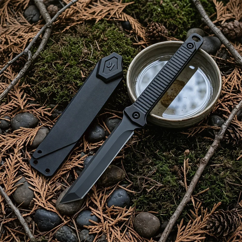 Everyday Carry 4008 Fixed Blade Knife, High Hardness 8CR13MOV Blade, Nylon Fiberglass Handle, Outdoor Fishing Pocket Knife
