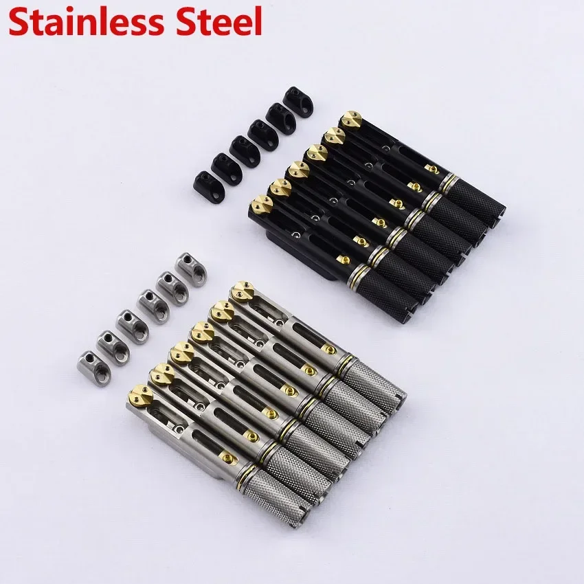 Stainless Steel Headless Guitar Bridge Set Single Piece Scalloped Design for 6 7 8 String Guitars Made in Japan