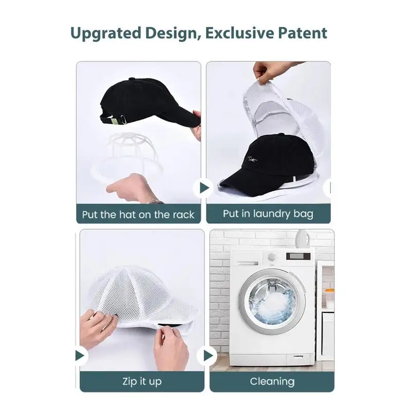 2pcs Anti Deformation Hat Washer Hat Cleaning Kit With Hat Washer Cage And Laundry Bag Multifunctional Baseball Cap Hat Washer