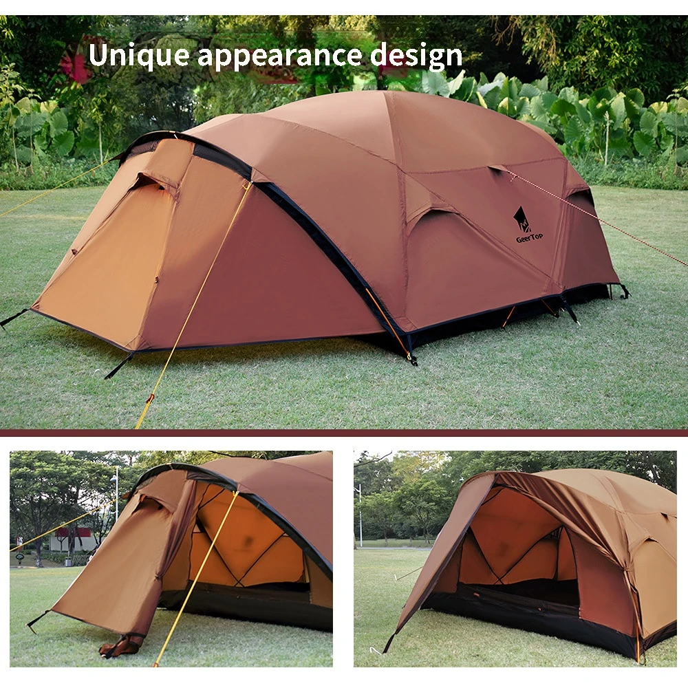 4-6 Person Aluminum Pole Outdoor Tent Camping 2 Layer Beach Hiking Cycling Large Tunnel Rain Proof Team Car BBQ Camping Tent