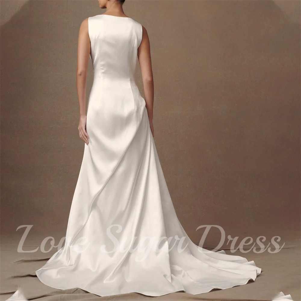 Modern Mermaid Wedding Dress Elegant Satin Long Bridal Gowns Pleated High Slit Bride Dresses Customsized robe de mariée