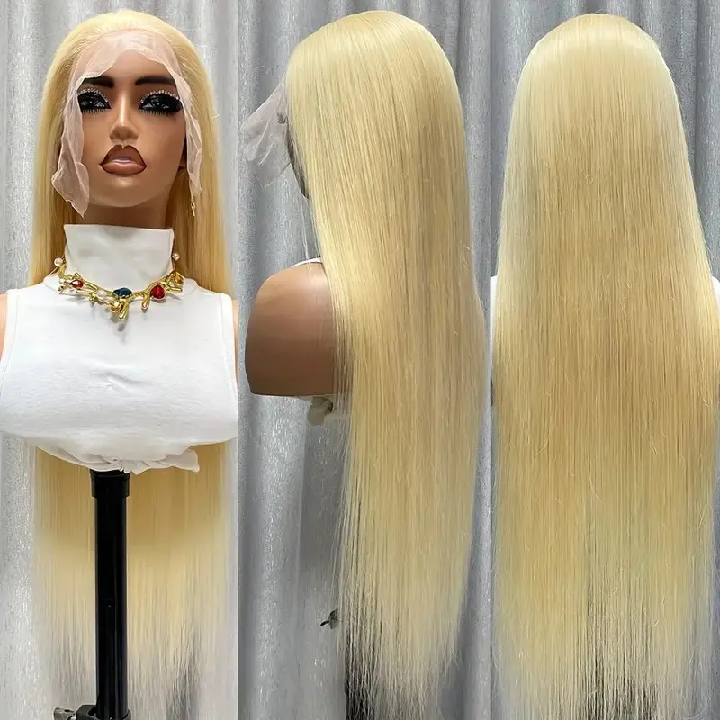 13x4 HD Lace Frontal Wig 613 Blonde 13x6 Front 22 Inch Human Hair Wig 180% Straight Transparent Pre-plucked Brazilian For Women