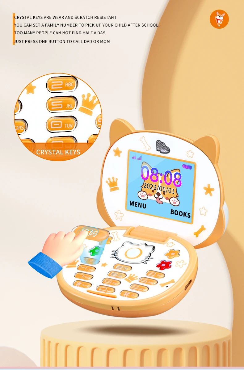 Cute Mini Koki Mobile Phone Flip Cartoon Kids Children Dual Sim 2G GSM Keyboard Botton MP3 Player Unlocked New Cellphone