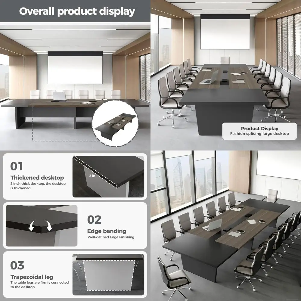 

Стол для конференций Oak Gray Executive с кабель-каналом, утолщенной столешницей и трапециевидными ножками (118 Д x 51 Ш x 30 В)