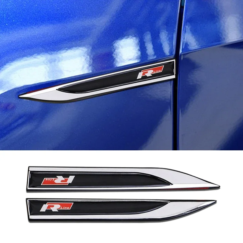 2pcs 3D Metal Rline R line Logo Car Fender Side Wing Emblem Badge Sticker For VW Golf 7 MK7 Golf 6 MK6 Tiguan Polo CC Jetta