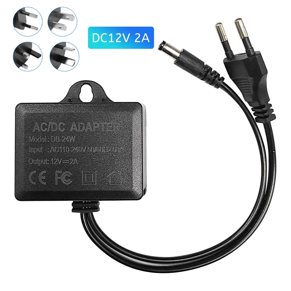 Camera Power DC12V2A Adapter Camera Power Waterproof High Temperature Security Monitoring Endurance CCTV Camera Charger