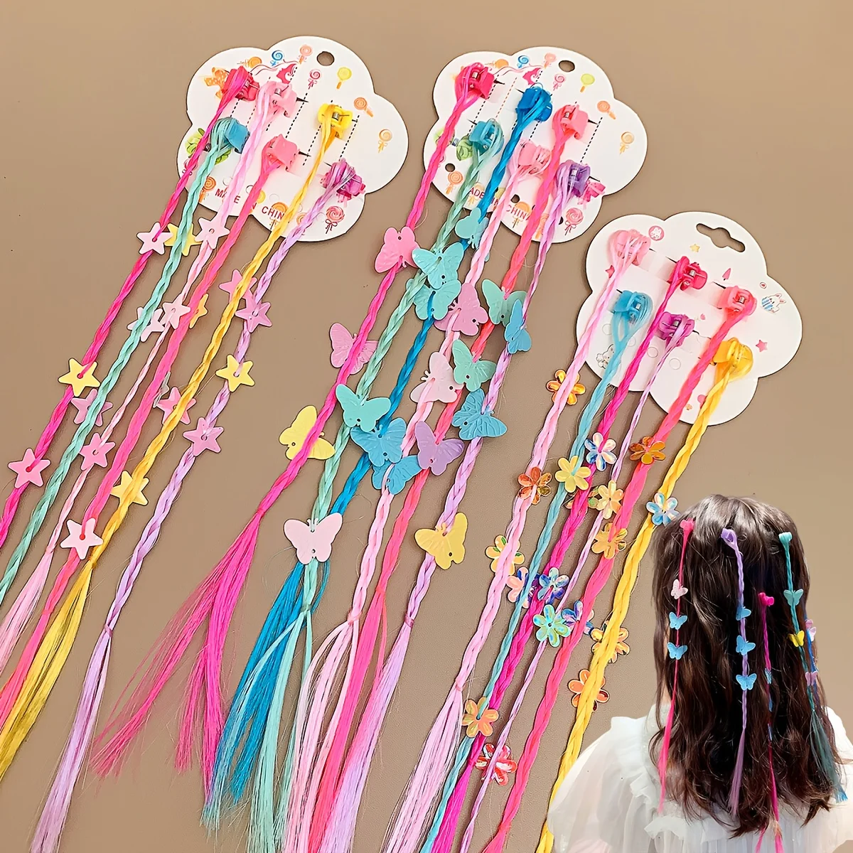 18pcs Colorful Sweet & Cool Dreadlock Wigs for Women, Performance Street Dance Hair Clips and Headpieces
