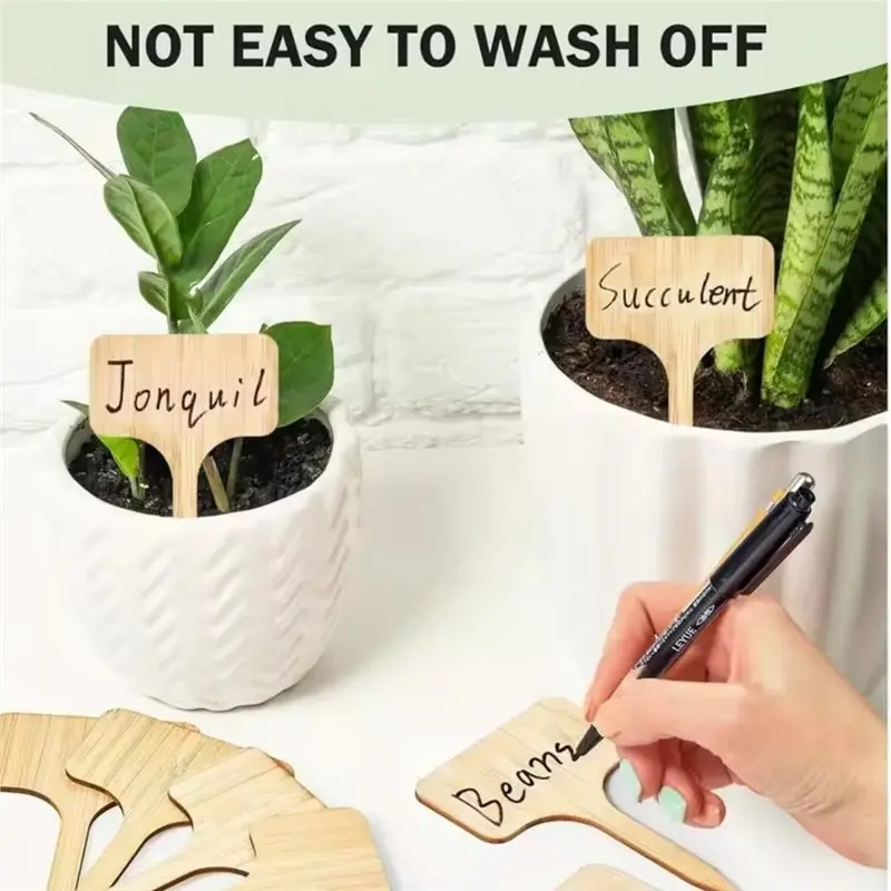 T21C 40Pcs Wooden Plant Labels Plant Tags T-Type Garden Marker