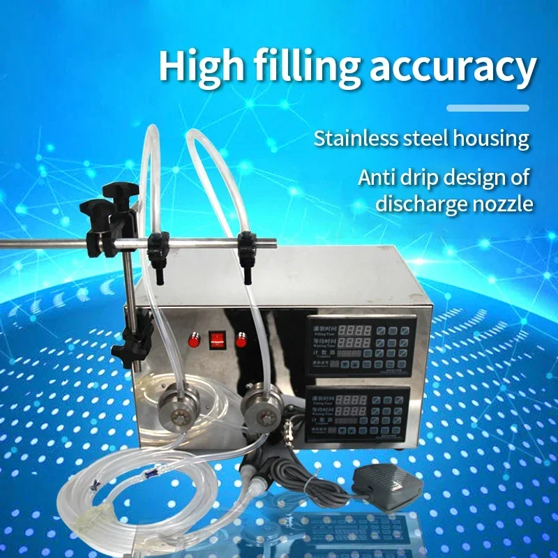 آلة تعبئة السوائل المكتبية الأوتوماتيكية بالكامل باستخدام الحاسب الآلي، رؤوس مفردة ومزدوجة، مضخة مغناطيسية، مشروب غازي، خل النبيذ، LY-138، 60 وات #1