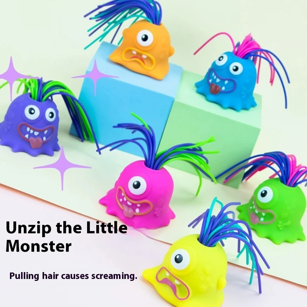 Grappig haar trekken zal schreeuwen trekhaar knuffel loslaten speelgoed klein monster voor kinderen Halloween truc grap speelgoed