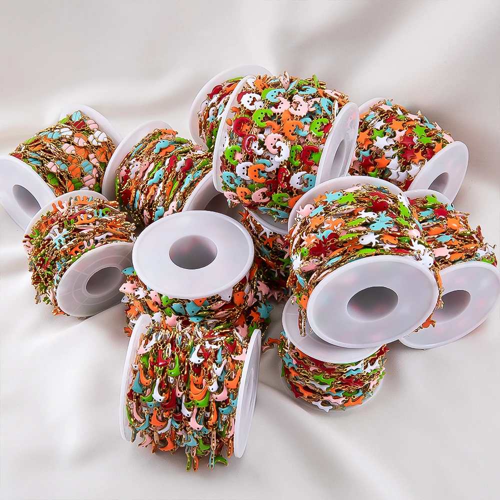 

0.5/1Meter Stainless Steel Enamel Ocean Animal Chains Starfish Crab Chains For DIY Bracelet Necklace Jewelry Making Accessories