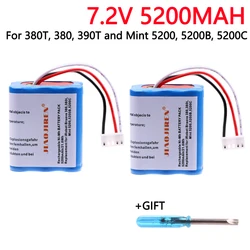 7.2V NI-MH 5200mAh Battery for iRobot Roomba Braava 380 380T Mint 5200c Ni-MH uograded  2500mAh  7.2v Rechargeable battery