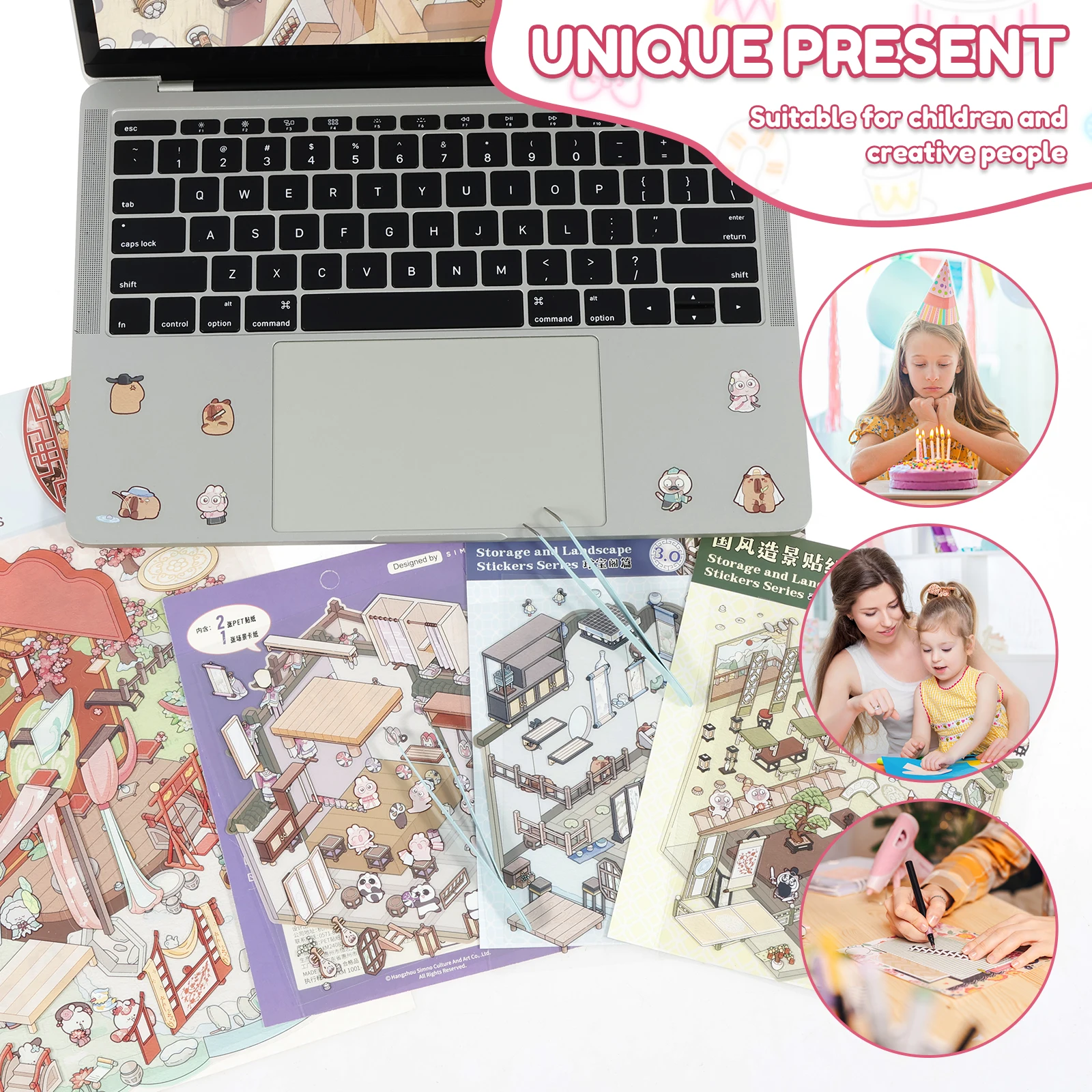 6 مجموعات ثلاثية الأبعاد متعة منزل صغير المشهد ملصق مع الملقط لتقوم بها بنفسك ثلاثية الأبعاد منزل ملصق للكبار طفل الإغاثة الإجهاد تمرير الوقت تحسين