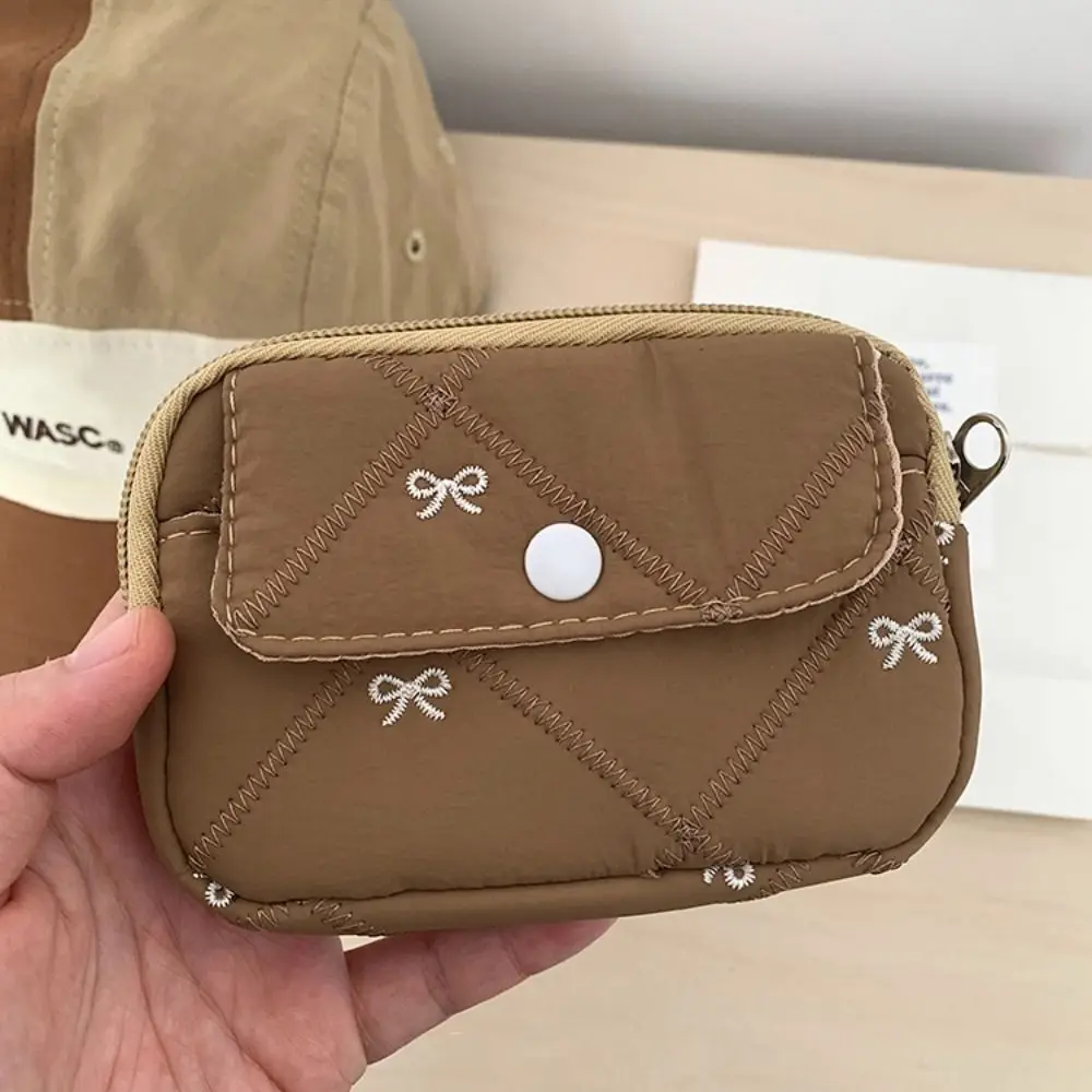 여성용 귀여운 코튼 동전 지갑 자수 활 미니 립스틱 가방, 지퍼 보관 가방