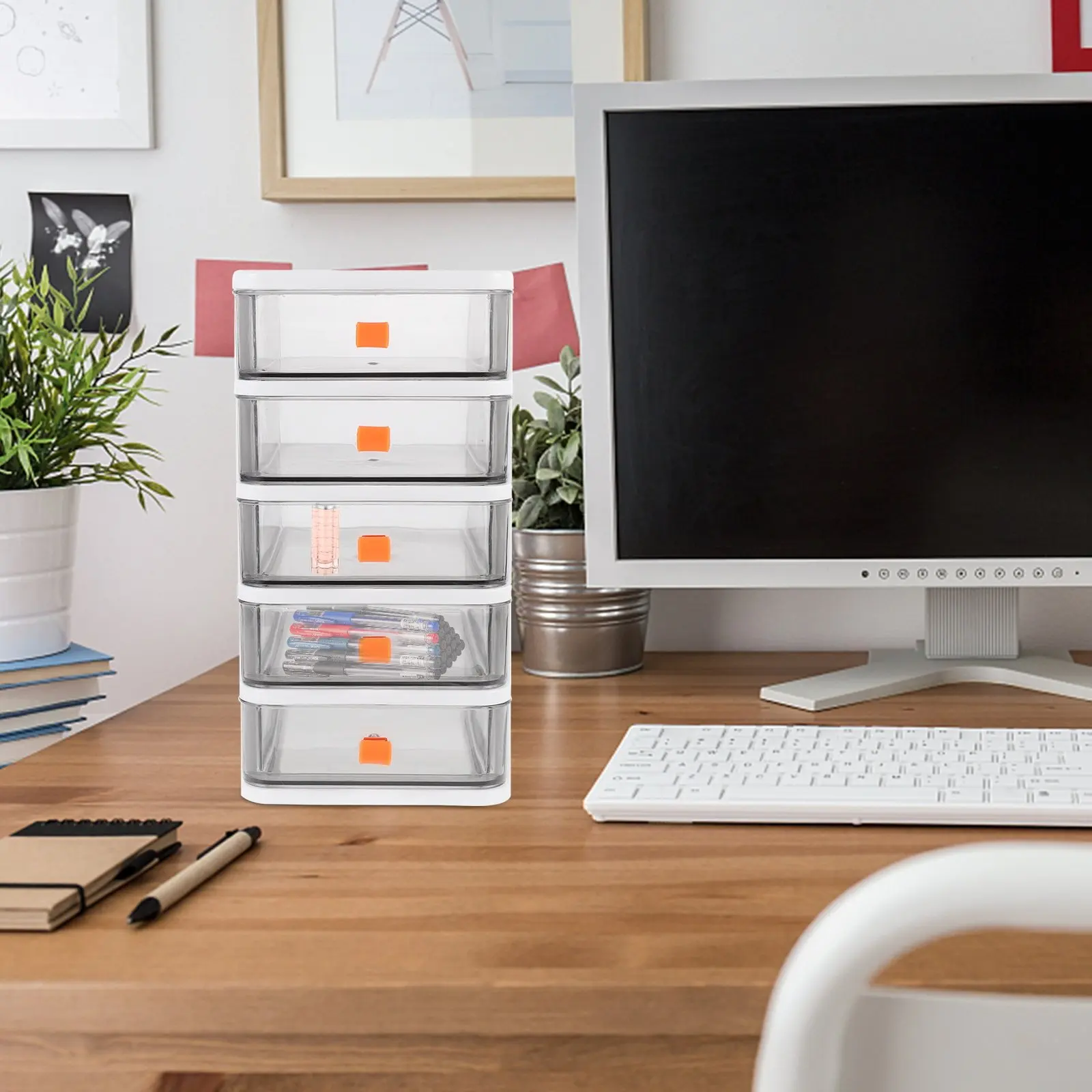 1Pcs Multi-Storey Desktop Organizer Transparent Drawer Type Storage Box PP Sundries Holder Office Study Stationary Organizer