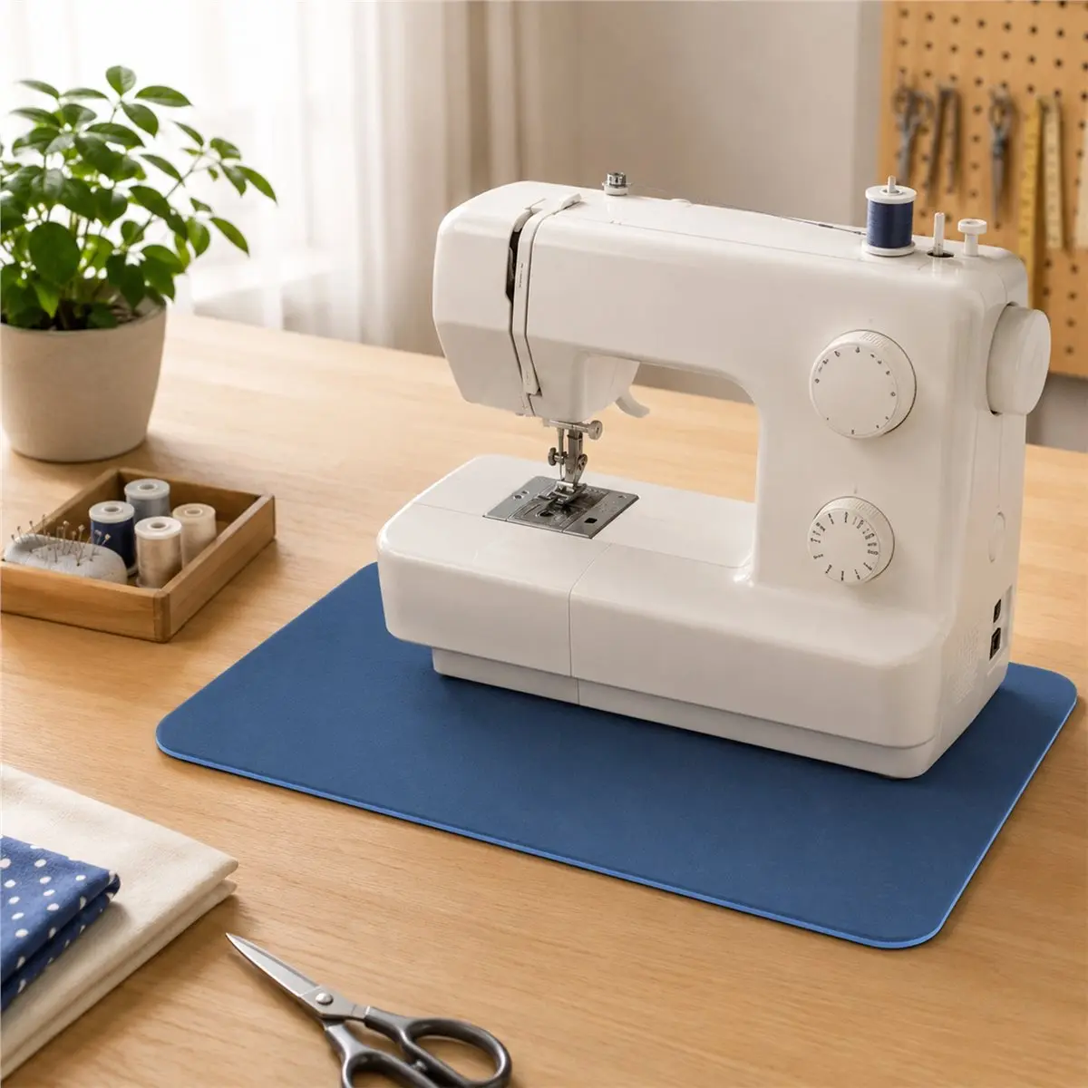 ABFS 2Pcs Sewing Machine Muffling Mat Pedal Mat Sewing Machine Mat Reduce Vibrations Noise No Slip Blue