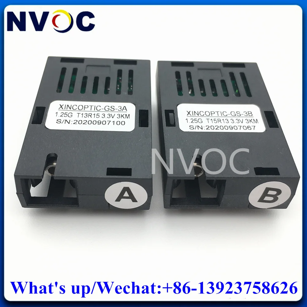 2Pair 1.25G BIDI SC 1x9 Transceiver,1*9 WDM Single Mode Simplex Optic Interface 1310/1550nm 1490 3-100KM 5V Moddule