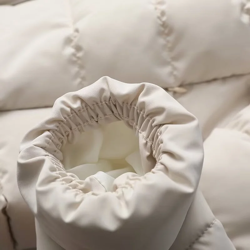 2025 Winter New Women's Casual Fashion Simple and Versatile Stand Collar Long Sleeve Zipper Decoration Cotton Jacket Short Coat