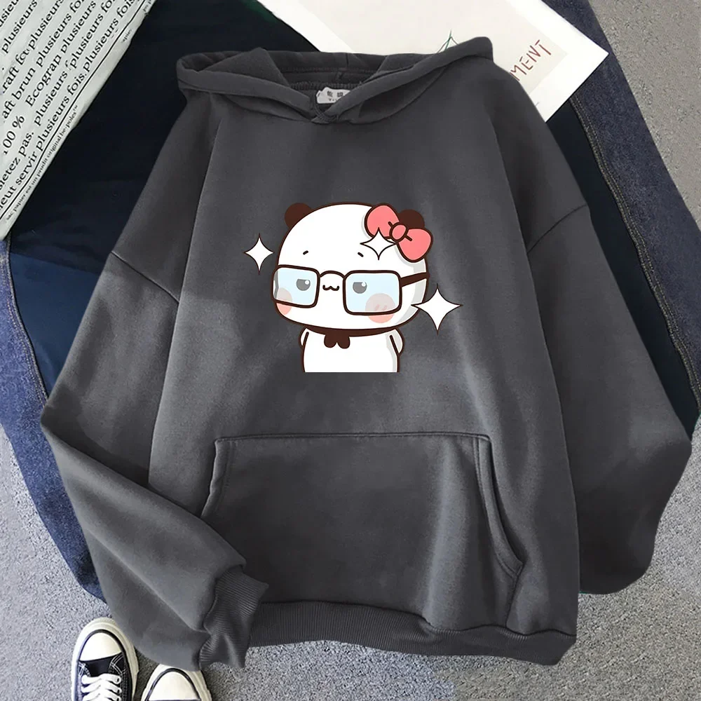 لطيف BuBu في DuDu نظارات هوديس للنساء Kawaii الباندا الدب بلوزات الخريف الشتاء البلوفرات الرجال عادية Y2k سوداديراس