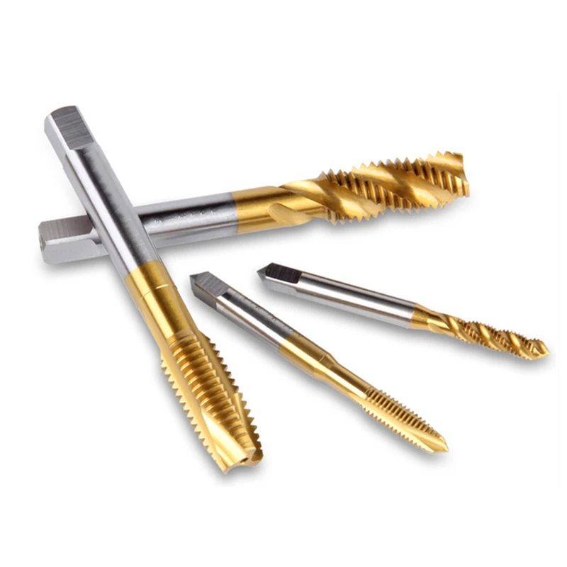 Tapping Bit Screw Taps For Screw Machines, M2.5-M24 Flat-head Pointed Spiral Straight Groove Titanium-plated CNC Tool Drill