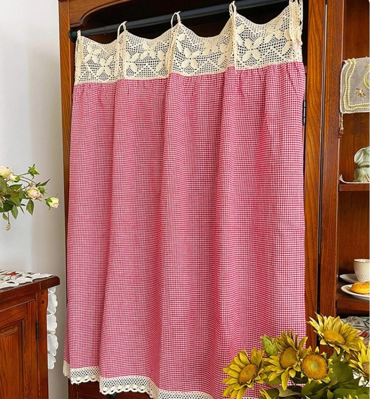

Red Checkered Kitchen Curtains for Farmhouse Bedroom Living Room Blackout Curtains Luxury Home Decor Drapes Shower Curtain