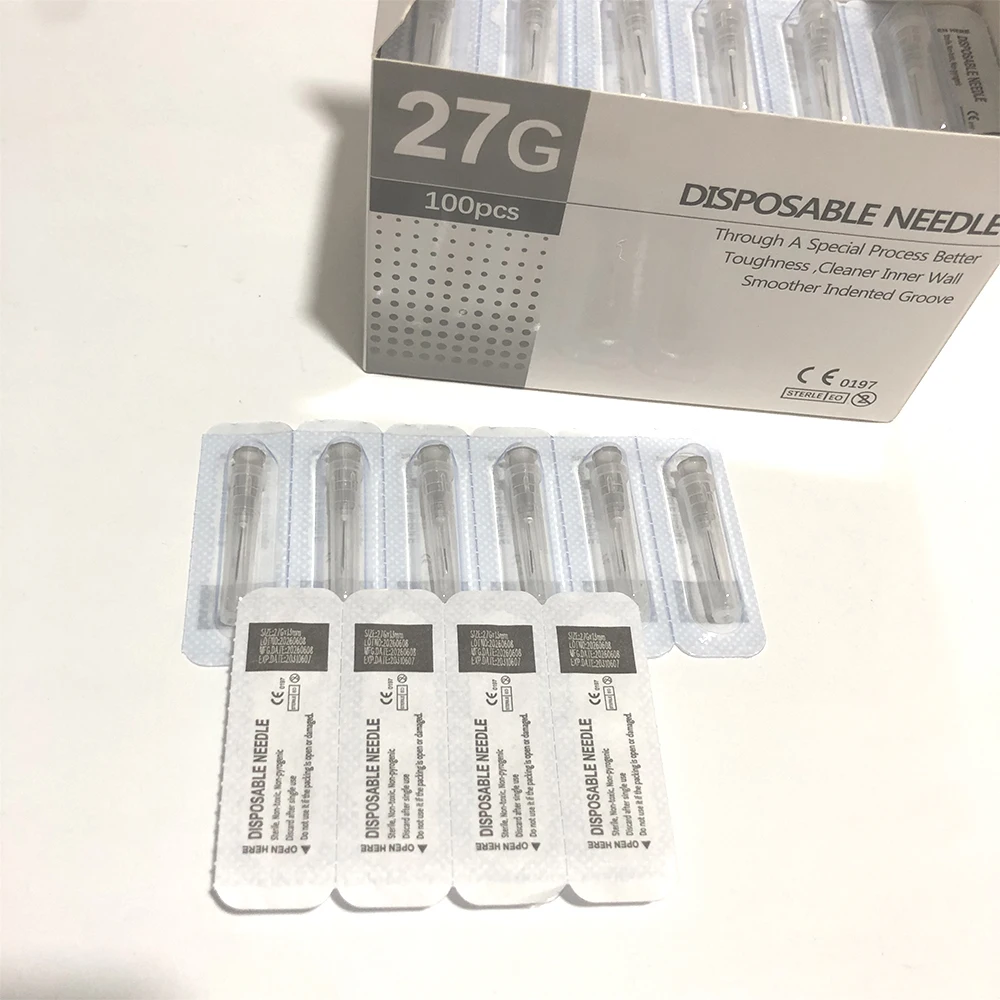 100PCS 27G 29G 30G Superfine Small Painless needle 4mm 13mm 25mm ultrafine Teeth Eyelid Tool Needles