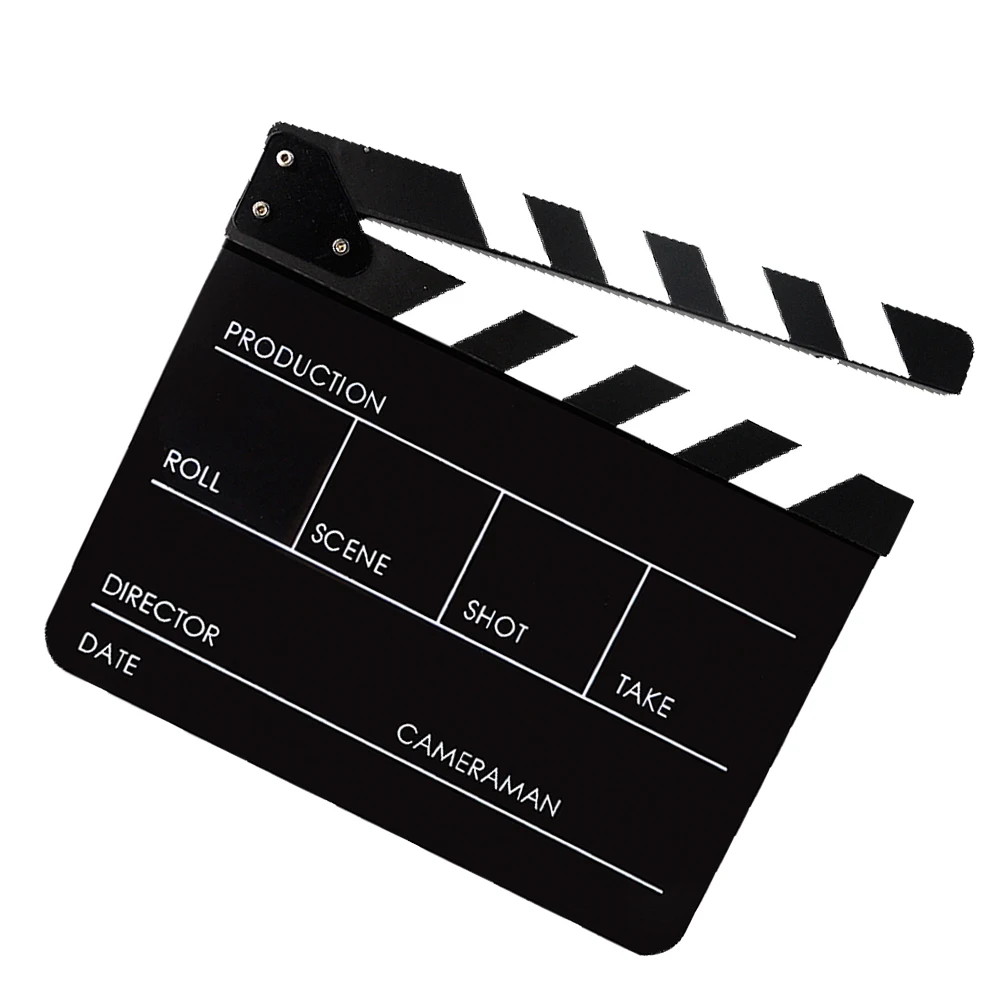 

Black Acrylic Clapper Board Film Movie Directors Clapboard Role Play Props Large Magnet Loud Sound Scene Marker Whiteboard