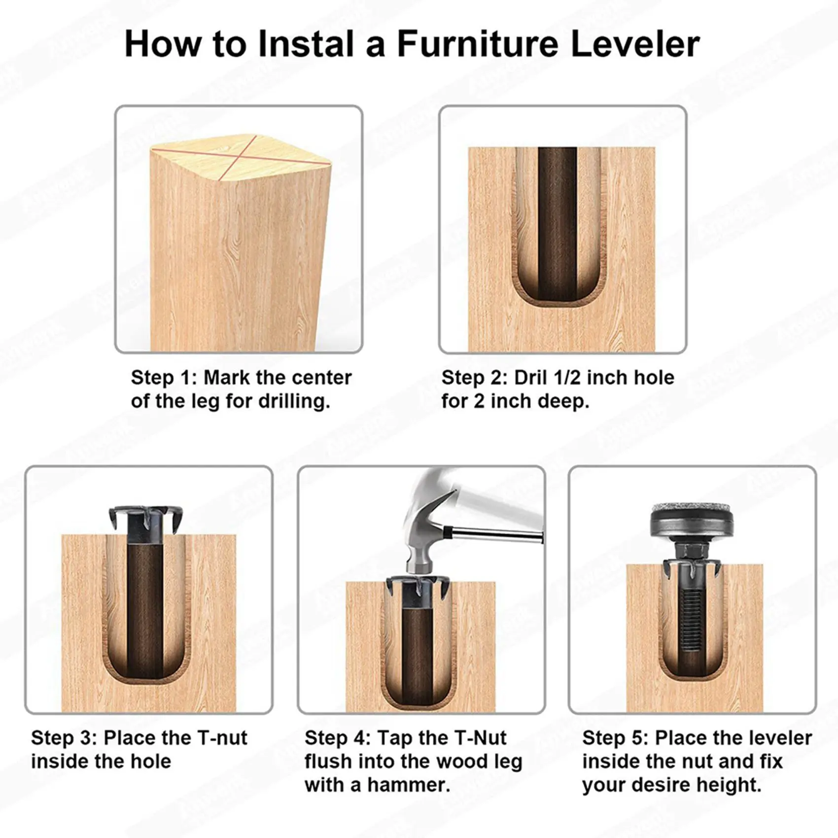 ABUL-20Pcs Furniture Levelers Heavy Duty Furniture Leveling Feet Adjustable Leg Levelers For Cabinets Tables Chairs Raiser