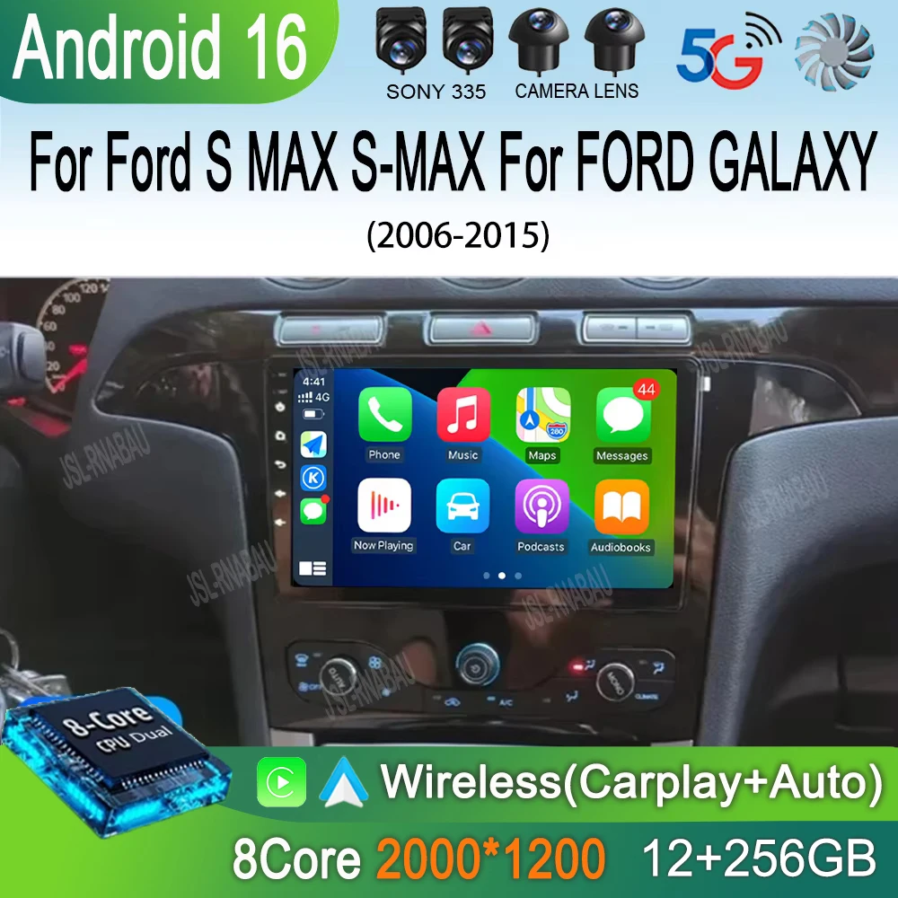 Android 16 Para Ford S MAX S-MAX 2006-2015 Para FORD GALAXY 2014 Rádio Automotivo GPS Carplay Reprodutor Multimídia Navegação Estéreo DSP DVD