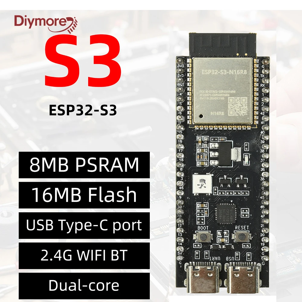 ESP32-S3-DvKitC-1 WiFi BT Development Board Module 44Pin Type C Cp2102 Onboard Esp32-S3-N16R8 Module