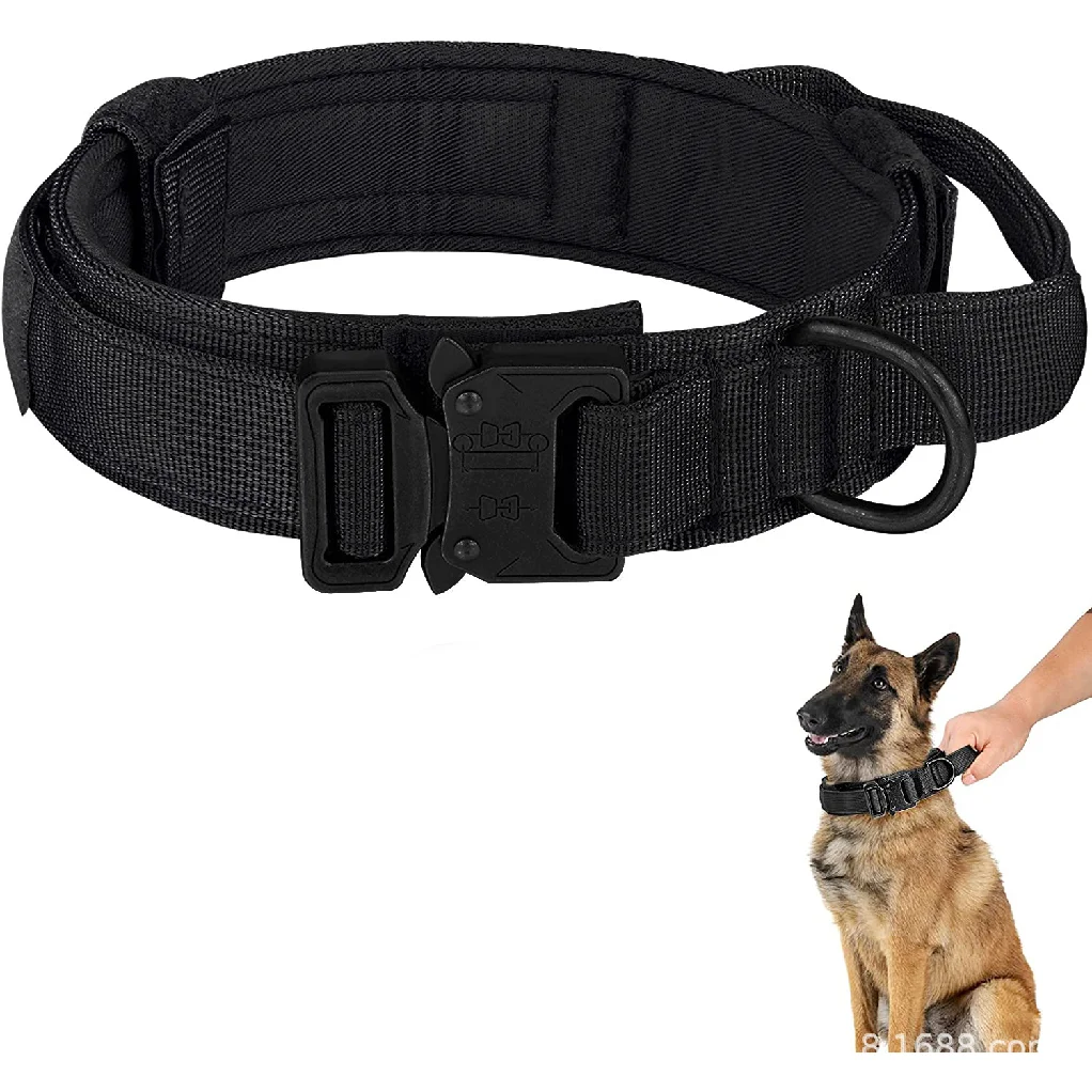 

Tactical Dog Collar, Adjustable Military Training Nylon Dog Collar with Control Handle and Heavy Metal Buckle for Medium and Lar