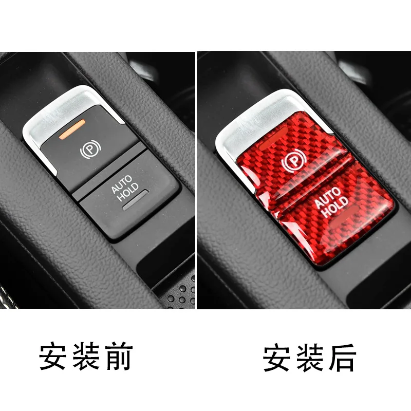 2 Stück Auto-Styling Handbremshebel-Panel-Knopfabdeckung Zierleisten-Aufkleber für VW Golf 7 7.5 MK7 Arteon CC 2015-2019 Innenraum-Aufkleber – Detail 4