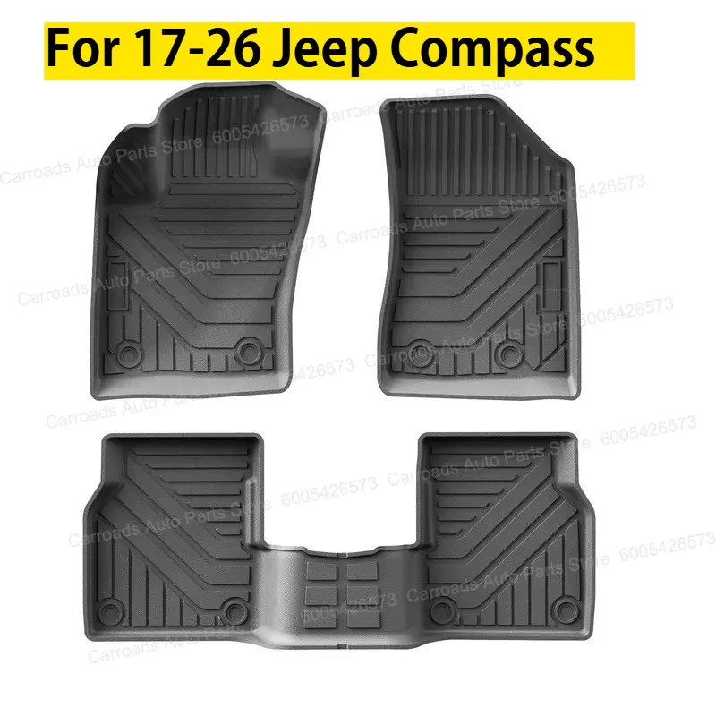 (LHD)Perfect Fit TPE Floor Mats & Trunk Mats for 17-26 Jeep Compass - Eco Anti-Slip OEM Fit