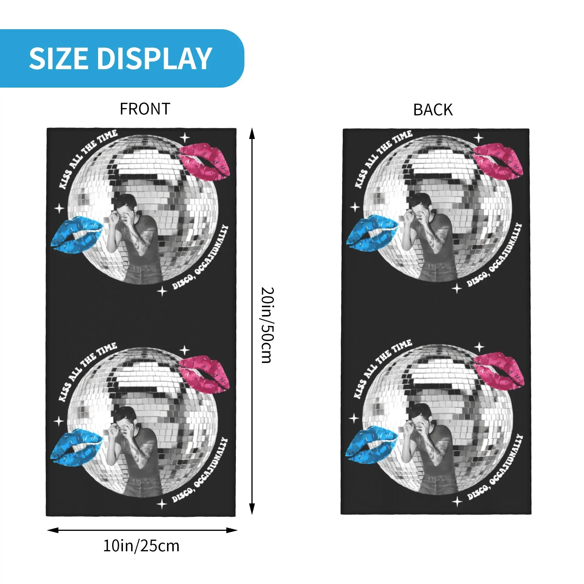 Harrys Music Styles Kiss All The Time Disco Occasionall Bandana Neck Gaiter Cycling Wrap Scarf Headband Warmer Face Scarf Cover