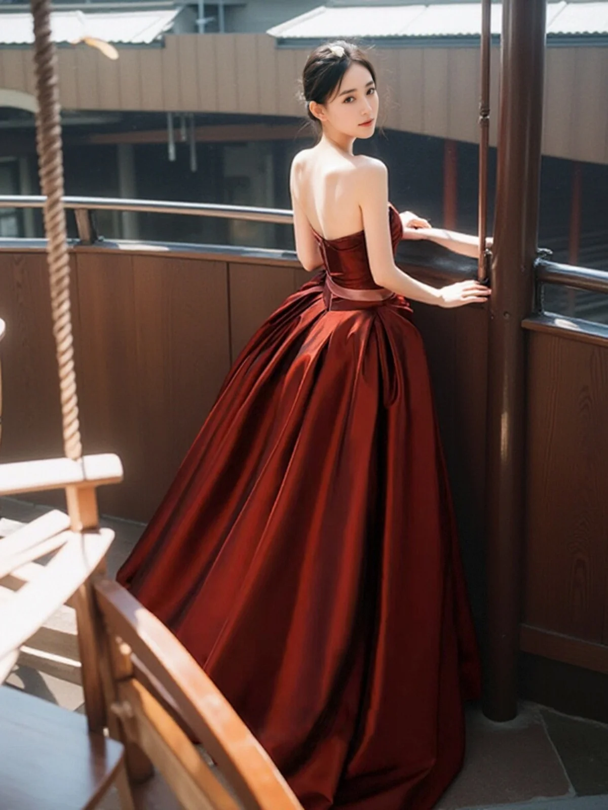 

Красное атласное свадебное платье цвета винного красного вина без бретелек для женщин, длинное до пола, для помолвки, дня рождения, торжества