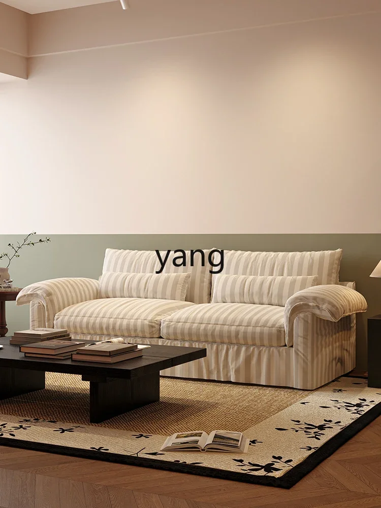 LMM retro sofa B & B living room small apartment straight row double triple fabric sofa