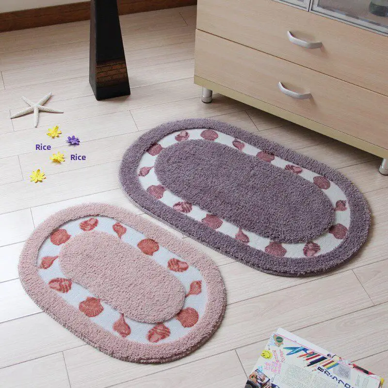 

Rural Style Bathroom Door Mat Absorbent Bedroom Balcony Floor Mat Customizable Machine Weaving Plastic Home Use Rug