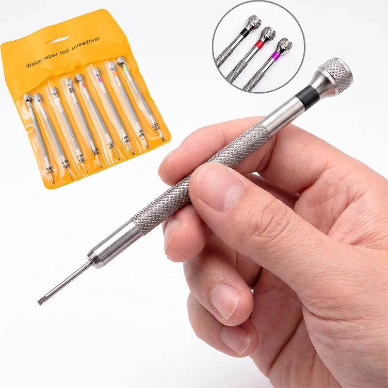 8pcs 0.6-2.0mm Precision Screwdriver Set for Watchmaker High Hardness Steel Micro Cross Repair Kit for Watches Glasses Jewelry