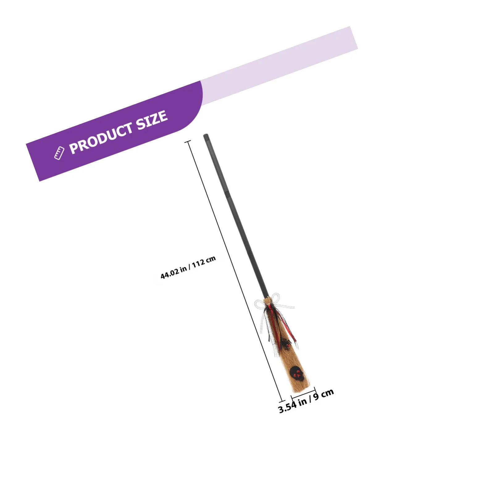 Halloween Witch Broom Flying Broomtick Prop Durable Plastic Grass Cloth Texture Unique Design for Kids Adults Cosplay Parties