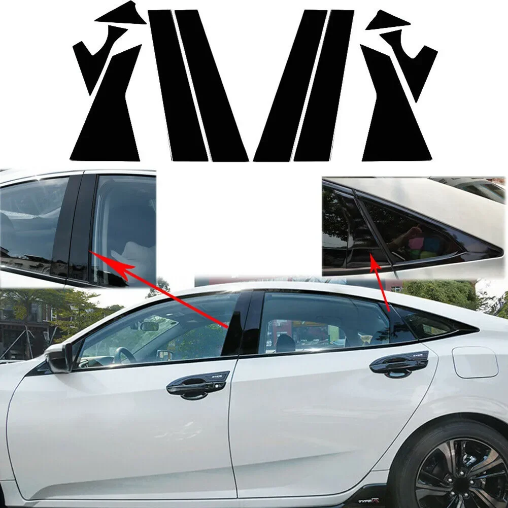 

Pillar Posts Door Pillar Covers Vinyl Glossy Black Car Sticker Decal For Honda Civic 10th 2016-2020 High Quality