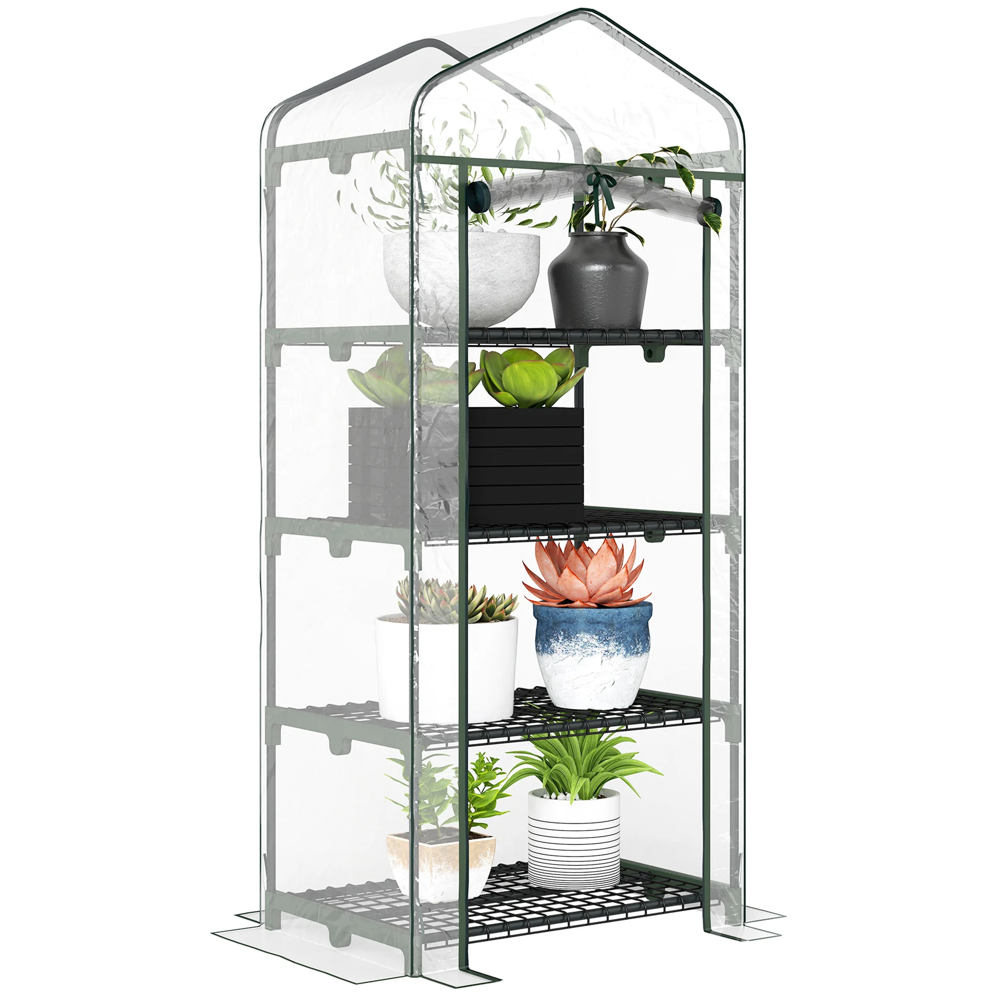 Outsunny Tuinkas met 4 planken voor het kweken van planten 70X50X160 cm