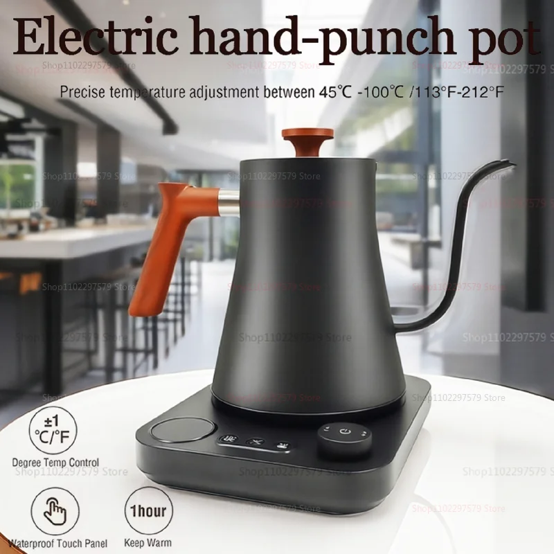 Hervidor de café por goteo eléctrico de 0,9 litros, hervidor de agua con cuello de cisne de acero inoxidable para café elaborado a mano, hervidor de café Simple